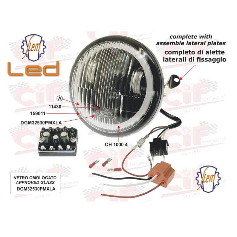 1714-LED FANALE ANTERIORE LED SIEM PER VESPA PX 125 150 200 1973 1983 - Soddisfatti o rimborsati