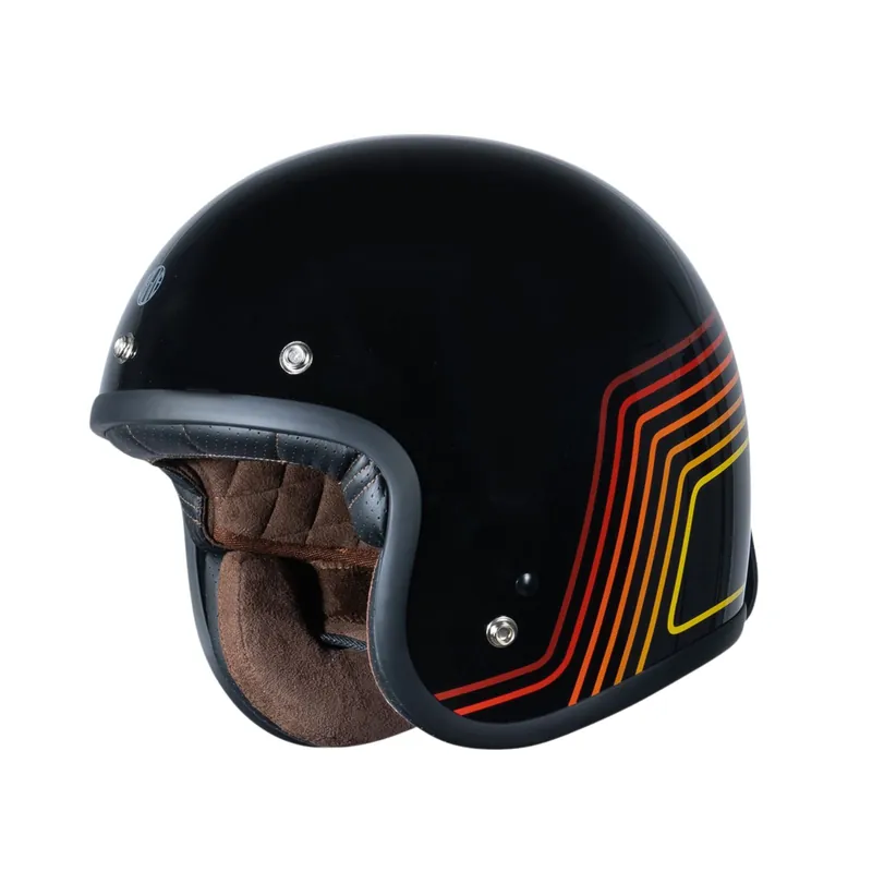 Nuovo prodotto - CASCO JET MOTO CUSTOM ORIGINE PRIMO SUNRISE NERO LUCIDO ROSSO 22.06