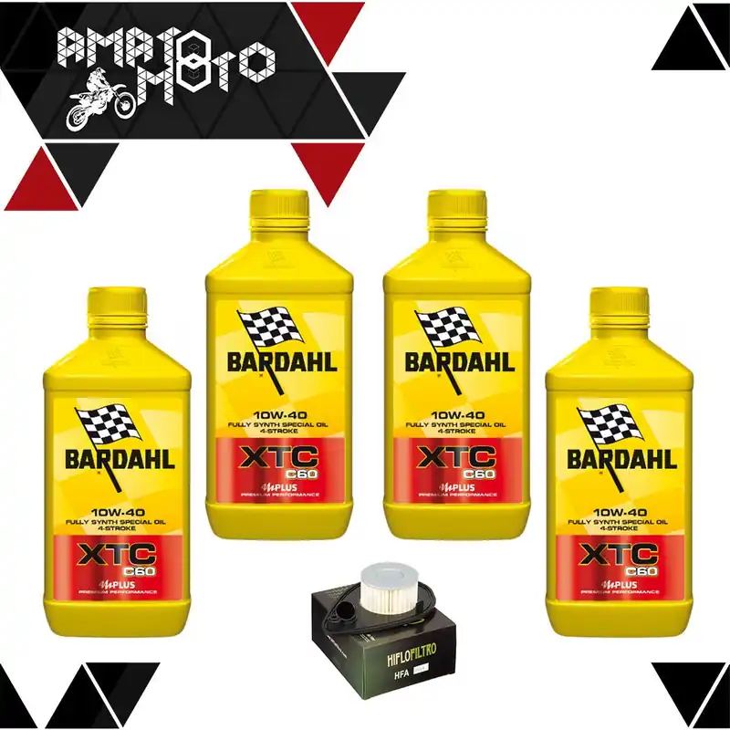 KIT TAGLIANDO 4LITRI OLIO MOTO BARDAHL XTC 10W40+FILTRO HF3804 | Reso semplice